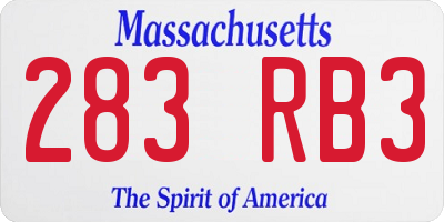 MA license plate 283RB3
