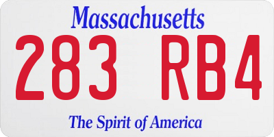 MA license plate 283RB4