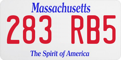 MA license plate 283RB5