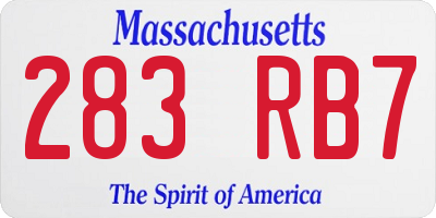 MA license plate 283RB7