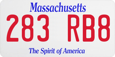 MA license plate 283RB8