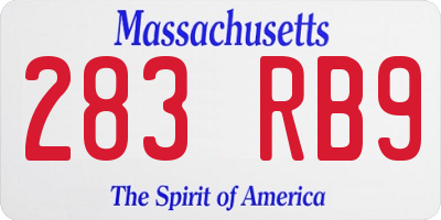 MA license plate 283RB9