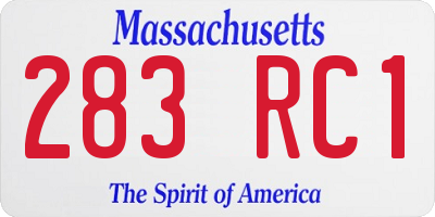 MA license plate 283RC1