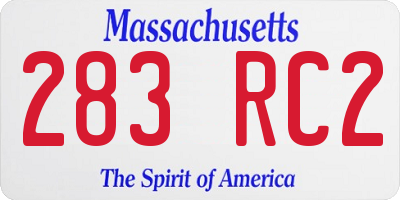MA license plate 283RC2