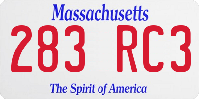 MA license plate 283RC3