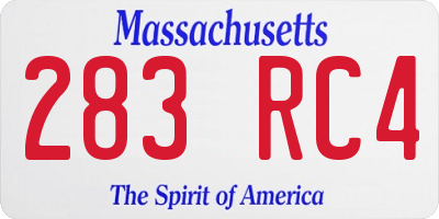 MA license plate 283RC4
