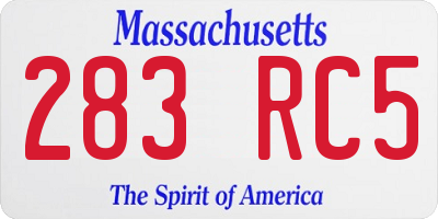 MA license plate 283RC5