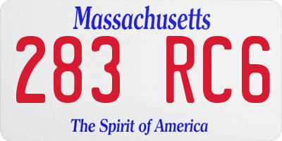 MA license plate 283RC6