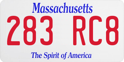 MA license plate 283RC8