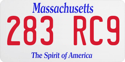 MA license plate 283RC9