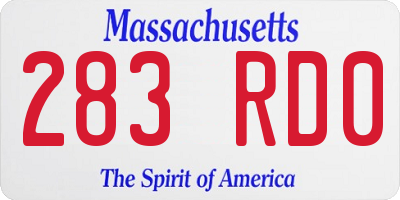 MA license plate 283RD0