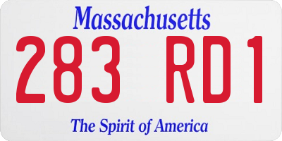 MA license plate 283RD1