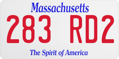 MA license plate 283RD2