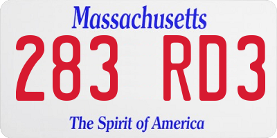 MA license plate 283RD3