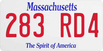 MA license plate 283RD4