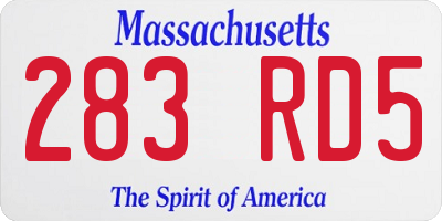 MA license plate 283RD5