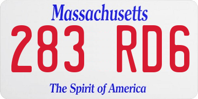 MA license plate 283RD6
