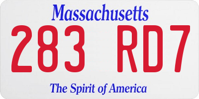MA license plate 283RD7