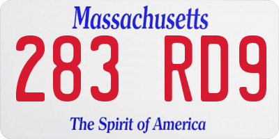 MA license plate 283RD9