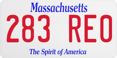 MA license plate 283RE0