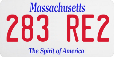 MA license plate 283RE2