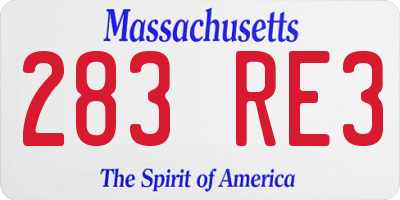 MA license plate 283RE3