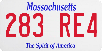 MA license plate 283RE4