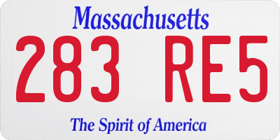 MA license plate 283RE5