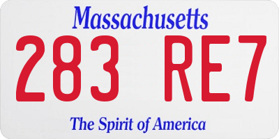 MA license plate 283RE7