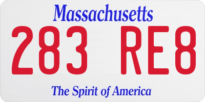 MA license plate 283RE8