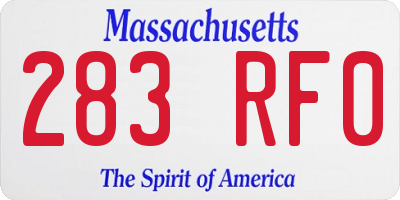 MA license plate 283RF0