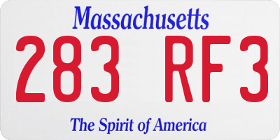 MA license plate 283RF3