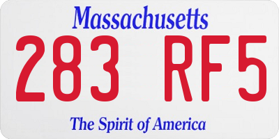 MA license plate 283RF5