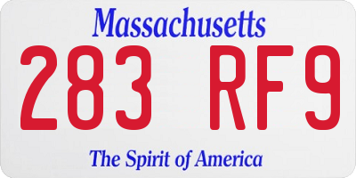 MA license plate 283RF9
