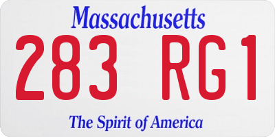 MA license plate 283RG1