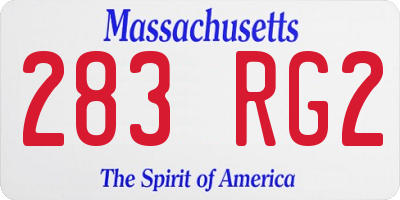 MA license plate 283RG2