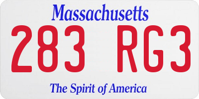 MA license plate 283RG3