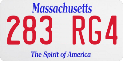 MA license plate 283RG4