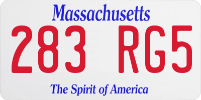 MA license plate 283RG5