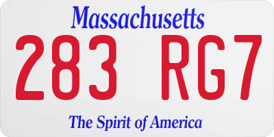 MA license plate 283RG7