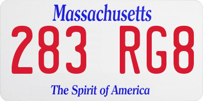 MA license plate 283RG8