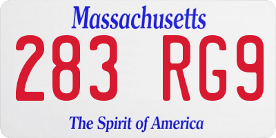 MA license plate 283RG9