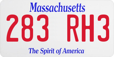 MA license plate 283RH3
