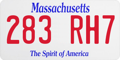 MA license plate 283RH7