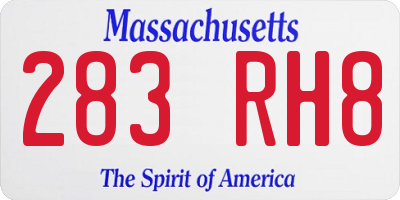 MA license plate 283RH8