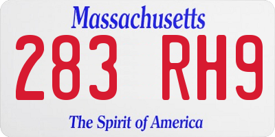 MA license plate 283RH9