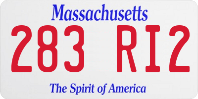 MA license plate 283RI2
