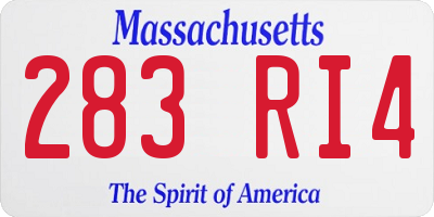 MA license plate 283RI4