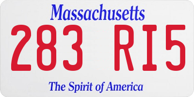 MA license plate 283RI5