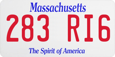 MA license plate 283RI6